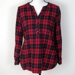 Talbots Red and Black Plaid Flannel Shirt Size S